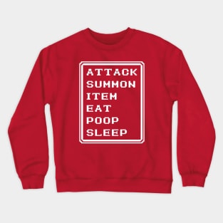 Final Fantasy Battle Menu Eat Poop Sleep Summoner Version Crewneck Sweatshirt